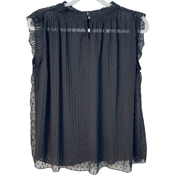 Adrianna Papell Women's Swiss Dot Pleated Sleeveless Blouse - Picture 9 of 14